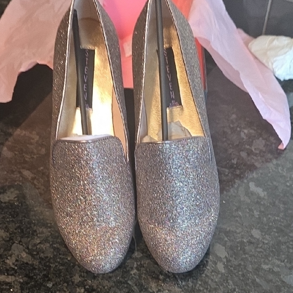 Seven7 Women's Sparkling Loafers - Silver Glitter